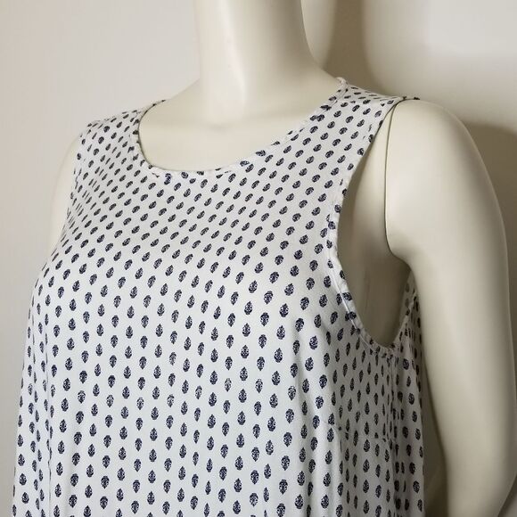 Libby Edelman Womens Sleeveless White Navy Top‎ Size L - Picture 5 of 12